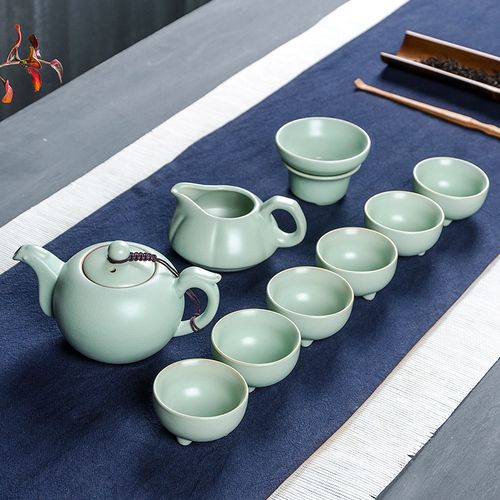 一壶风雅，满室天青——汝窑青瓷功夫茶具套装（10头套装）赏鉴